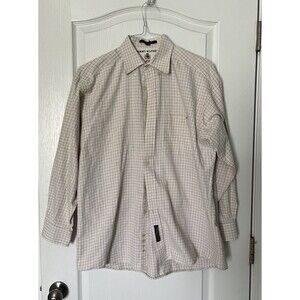 Vintage Tommy Hilfiger Shirt Mens 16-33 White Check Long Sleeve Button Up Cotton